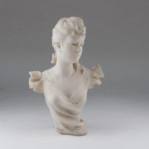 Georges Charles Coudray (1862-1932), portrait d'une jeune femme en marbre statuaire, XXe