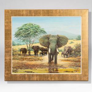 Henri Fanjul (20th Century), The Elephants Of Tanzani, Oil On Canvas, 20th Century