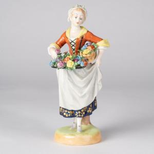 The Flower Seller, Porcelain Subject, 19th Century