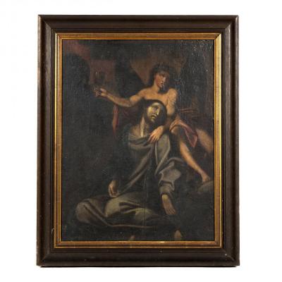 Huile sur toile, scène religieuse, XIXe