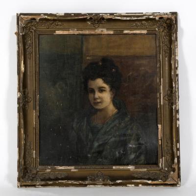 Herrer Cesar (1868-1919), Huile sur toile "Portrait de Dame", XIXe