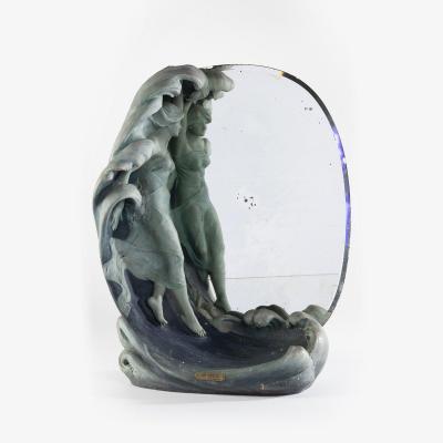 Lorenzo Vergnano (1850-1910), La Vague, sculpture en terre cuite avec miroir, XIXe