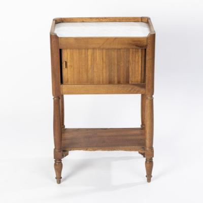 Bedside Table In Natural Wood Stamped And Surmounted By A Crown, 19th Century