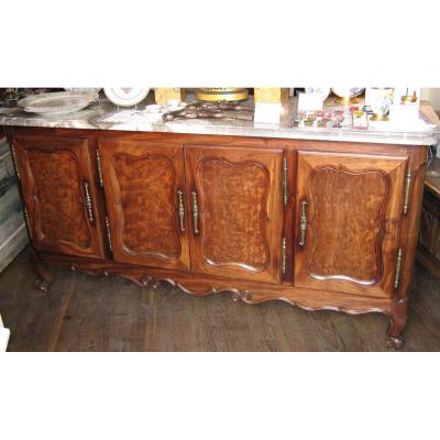 Solid Mahogany Sideboard, Work Of Louis XV Nantais.,