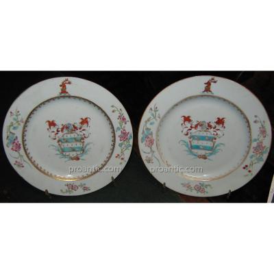 India Company: Pair Of Plates Emblazoned (referenced In The "howard")