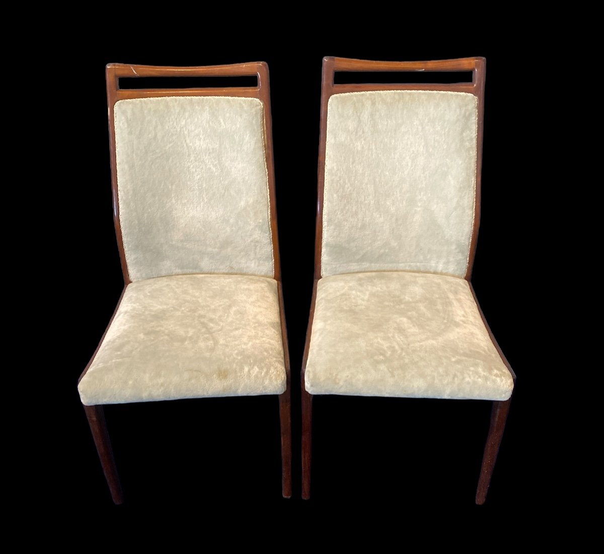 Suite De Deux Fauteuils Et Deux Chaises En bois et  Velours-photo-3