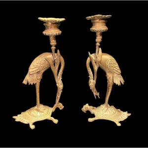 Set Of Two 19th Century Brass Candlesticks