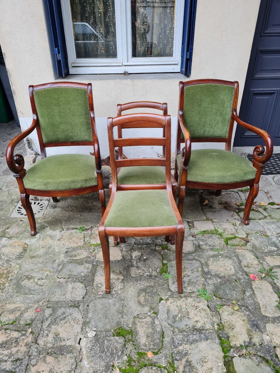 Paire Fauteuils Restauration et 2 chaises-photo-5