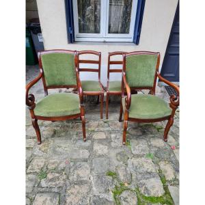 Paire Fauteuils Restauration et 2 chaises