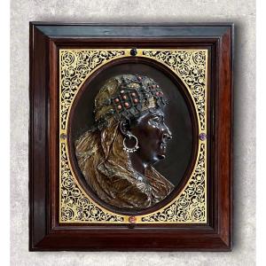 Emile Guillemin ( 1841-1907 ) Sublime Bas Relief En Bronze, Argent, Agate, Corail, Museale    