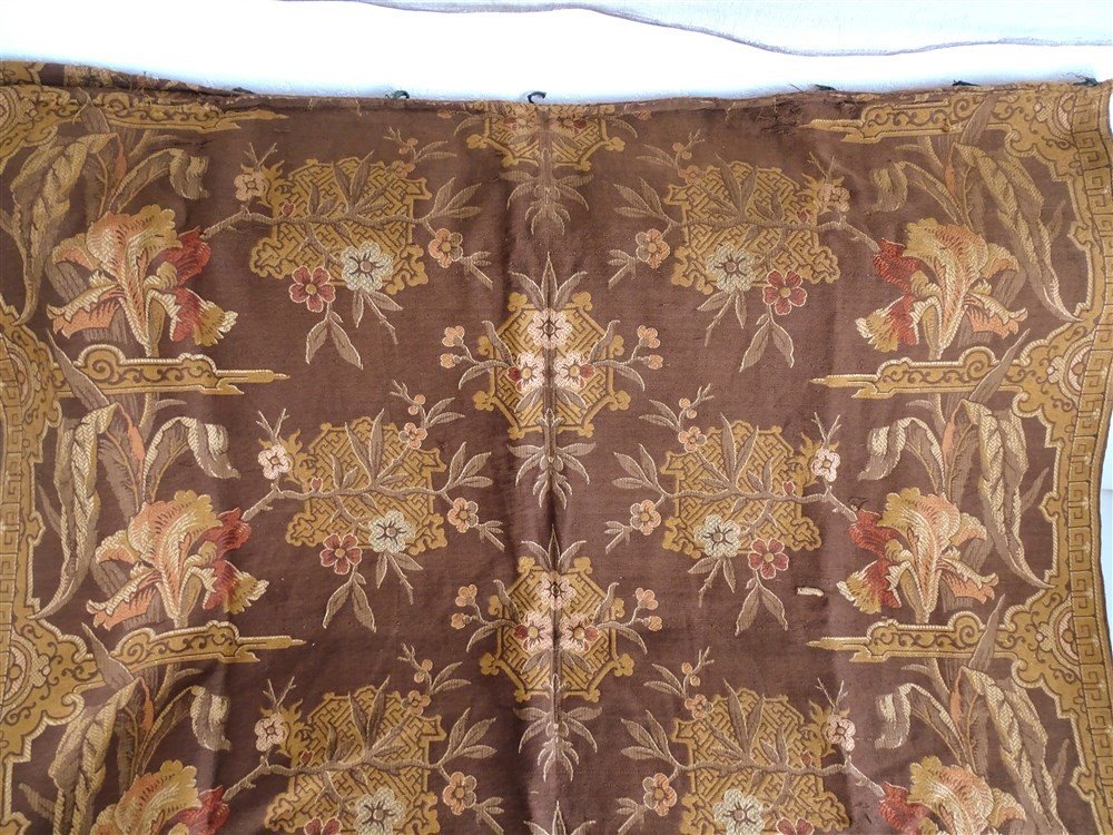 Old Hanging Or Door Tapestry Style Nineteenth Floral Decor-photo-6