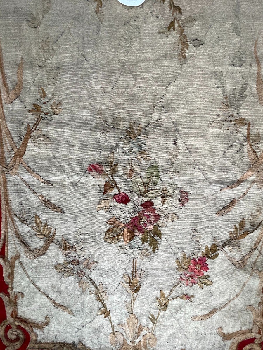 No. 3 . Aubusson Tapestry Of A Suite Of 3 .... XIXth Century Floral Arabesque Decor-photo-3