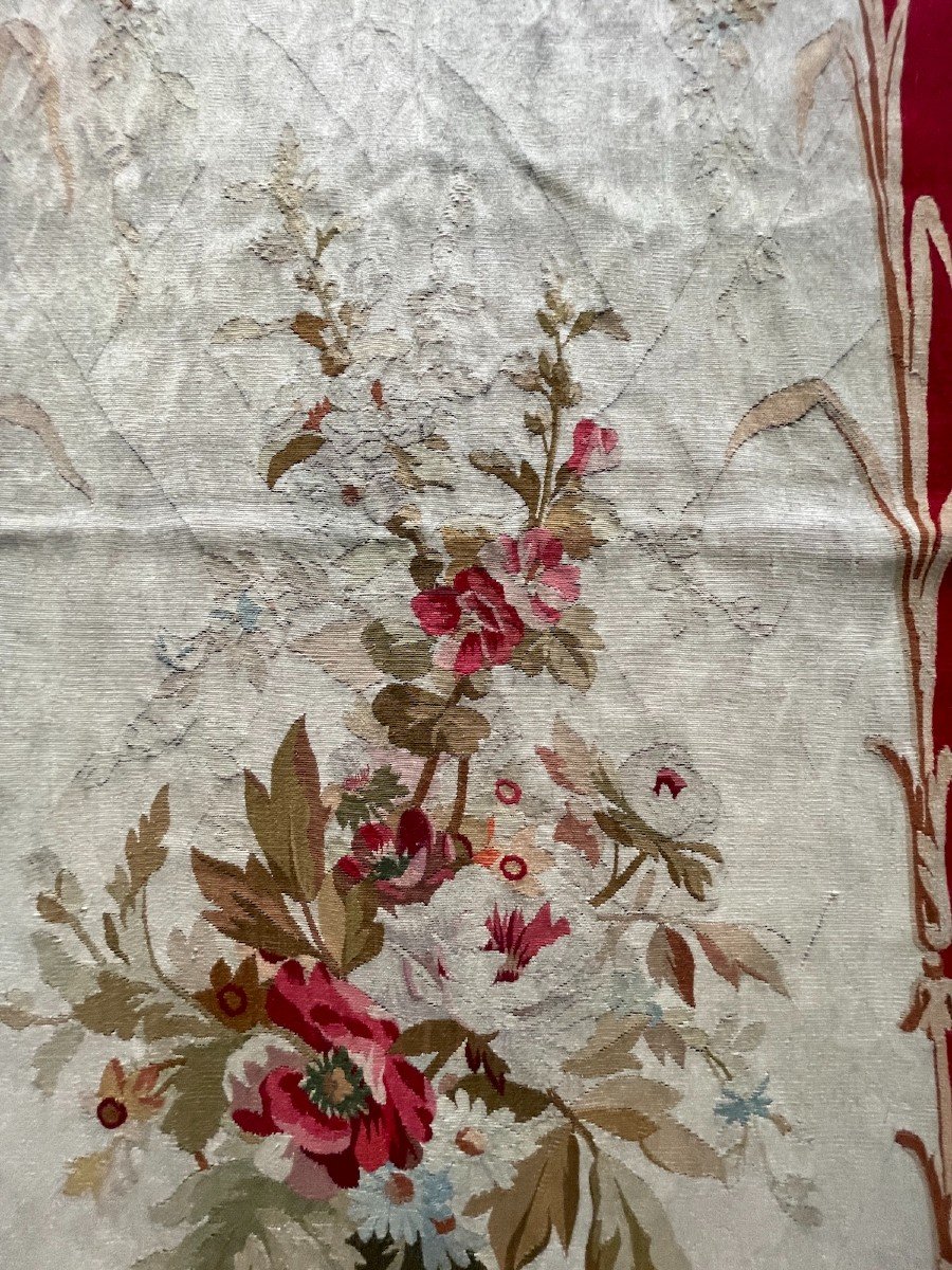 No. 3 . Aubusson Tapestry Of A Suite Of 3 .... XIXth Century Floral Arabesque Decor-photo-7