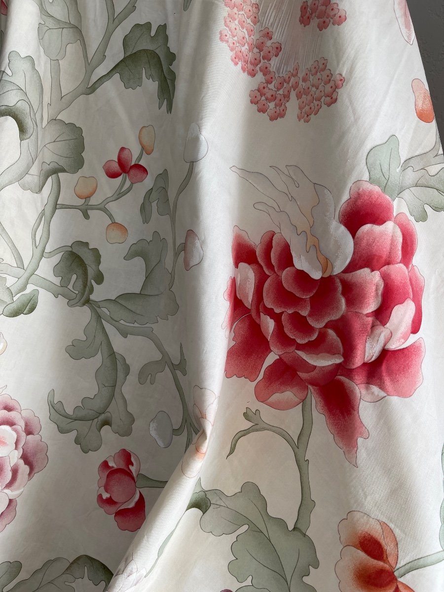 Pair Of Curtains In Large Printed Fabric Floral Decor 303x130-photo-2