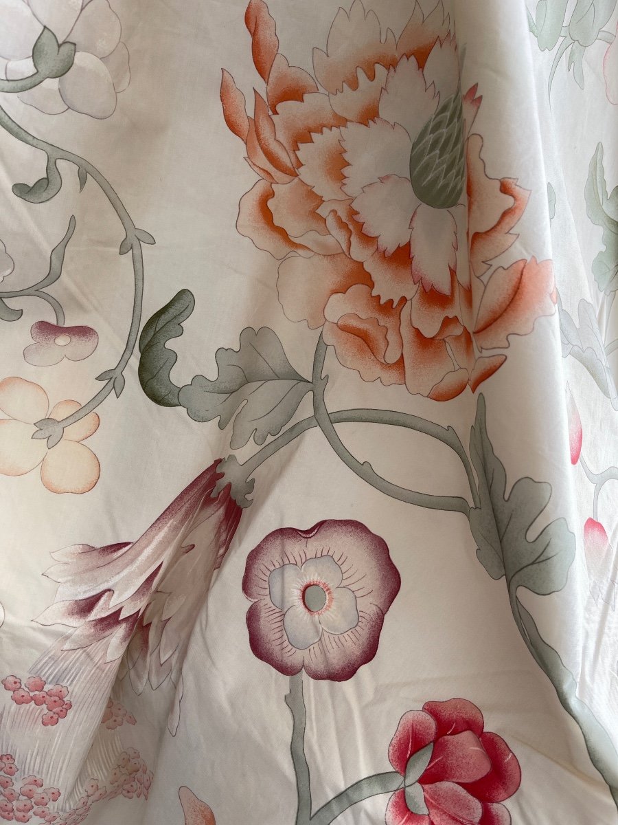 Pair Of Curtains In Large Printed Fabric Floral Decor 303x130-photo-4