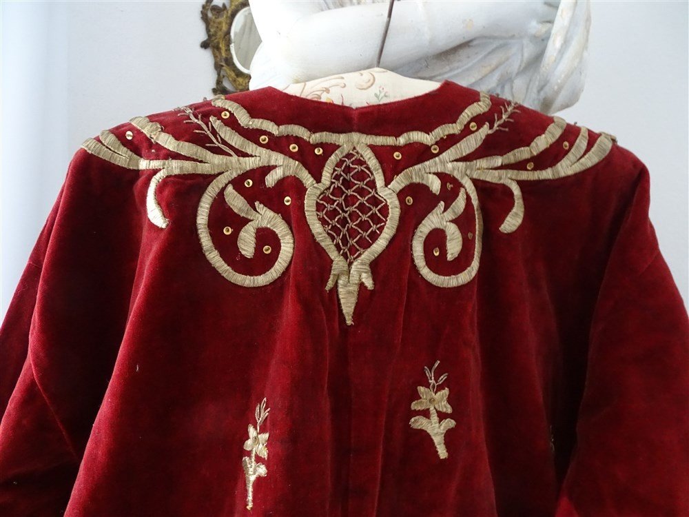 Ottoman Art Ceremonial Dress In Silk Velvet And Metallic Embroidery-photo-8