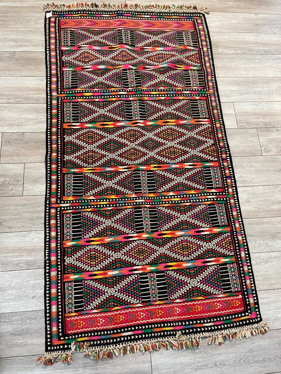 Tapis Afrique Du Nord Algerie Motifs Géométriques Tissés-photo-3