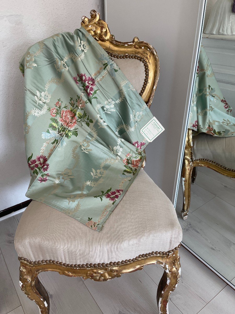 Vintage Silk Fabric Piece Louis XVI Decor-photo-3