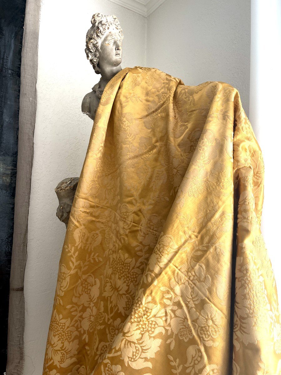 Pair Of Golden Color Silk Curtains