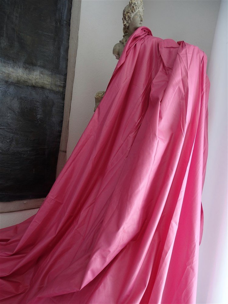 Pair Of Powder Pink Silk Curtains-photo-3