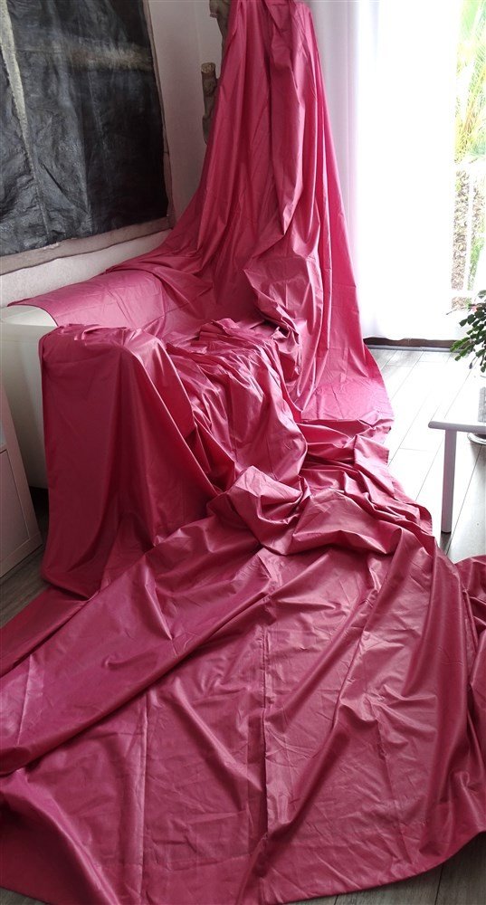 Pair Of Powder Pink Silk Curtains-photo-1