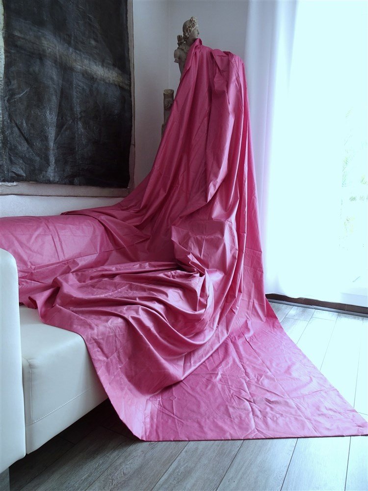 Pair Of Powder Pink Silk Curtains-photo-3