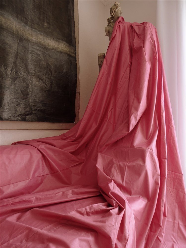 Pair Of Powder Pink Silk Curtains-photo-5