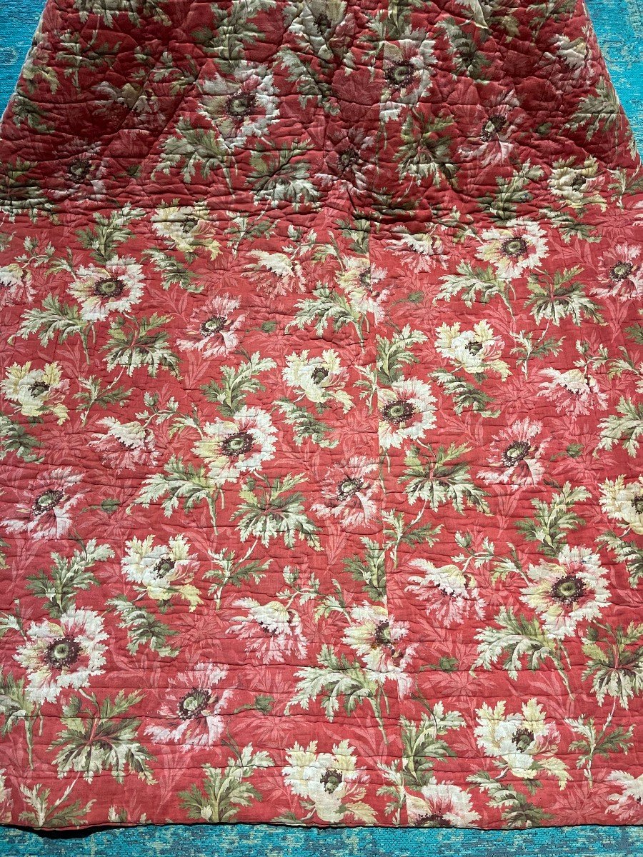 Jeté De Lit Ancien  En Tissu Matelassé Couverture Piquée-photo-3