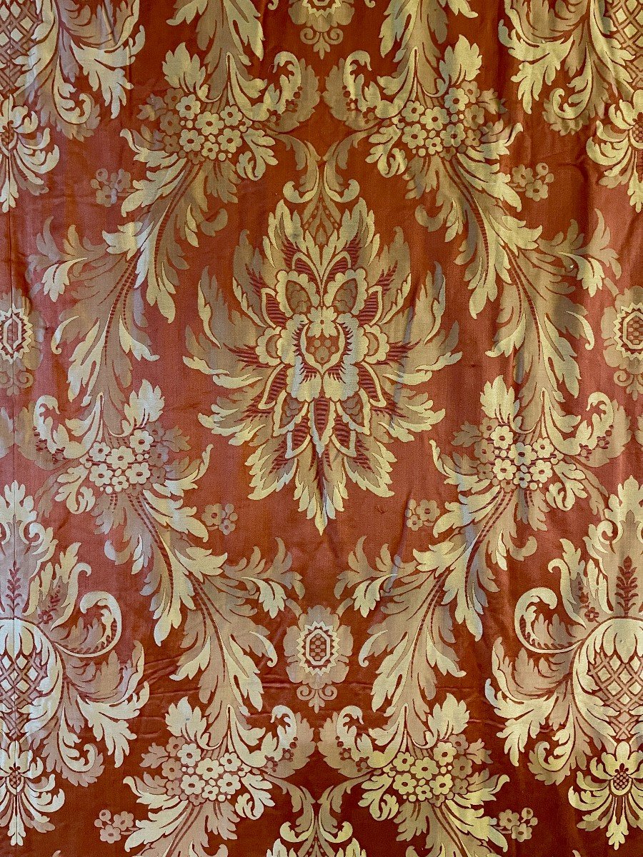 Important 19th Century Silk Curtain Or Bedspread-photo-2