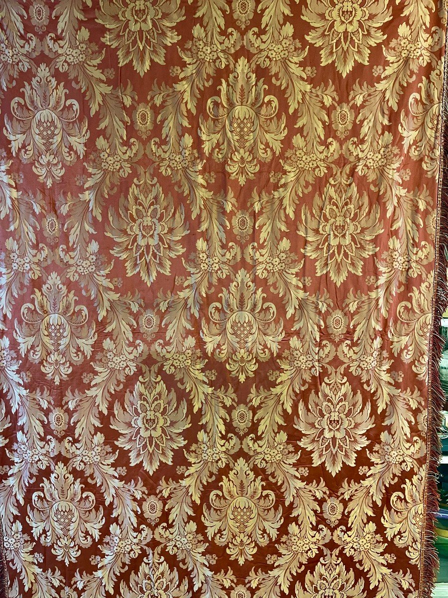 Important 19th Century Silk Curtain Or Bedspread-photo-1