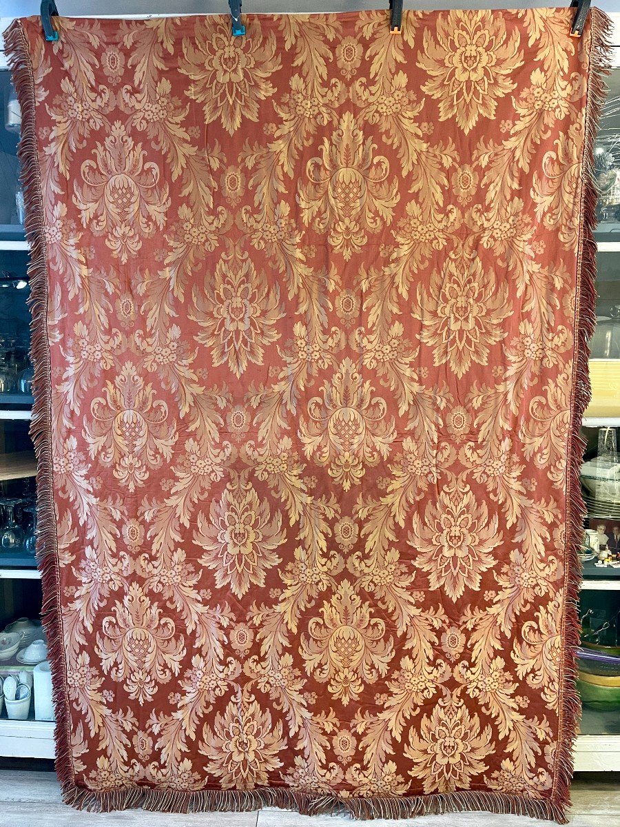 Important 19th Century Silk Curtain Or Bedspread