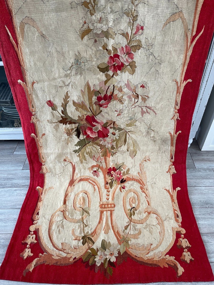 No. 1, Aubusson Tapestry From A Suite Of 3.... 19th Century Floral Decor Arabesques-photo-2