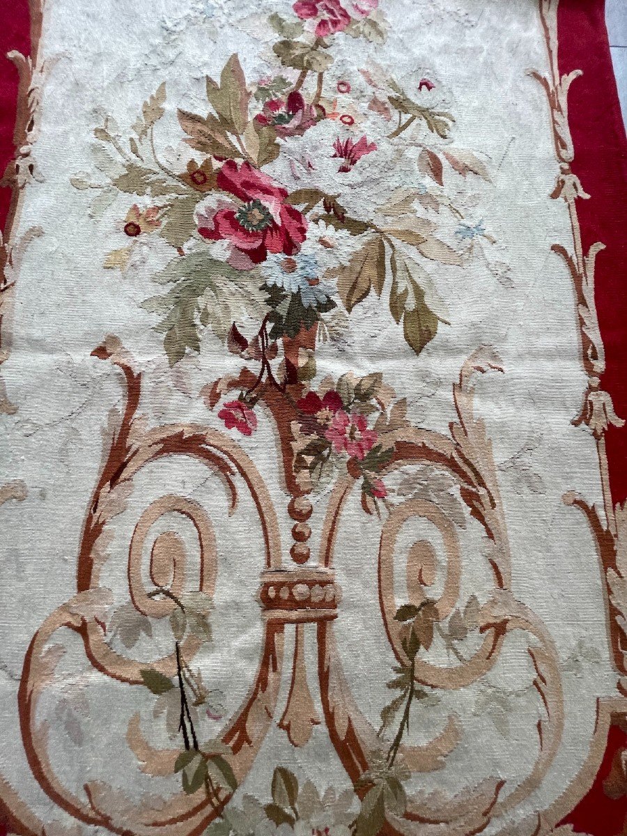 No. 1, Aubusson Tapestry From A Suite Of 3.... 19th Century Floral Decor Arabesques-photo-2