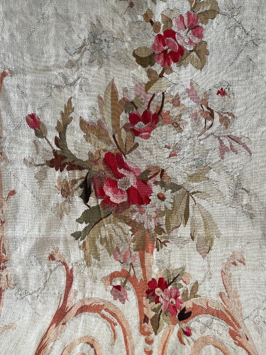 No. 1, Aubusson Tapestry From A Suite Of 3.... 19th Century Floral Decor Arabesques-photo-3