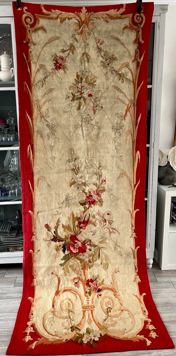 No. 1, Aubusson Tapestry From A Suite Of 3.... 19th Century Floral Decor Arabesques-photo-4