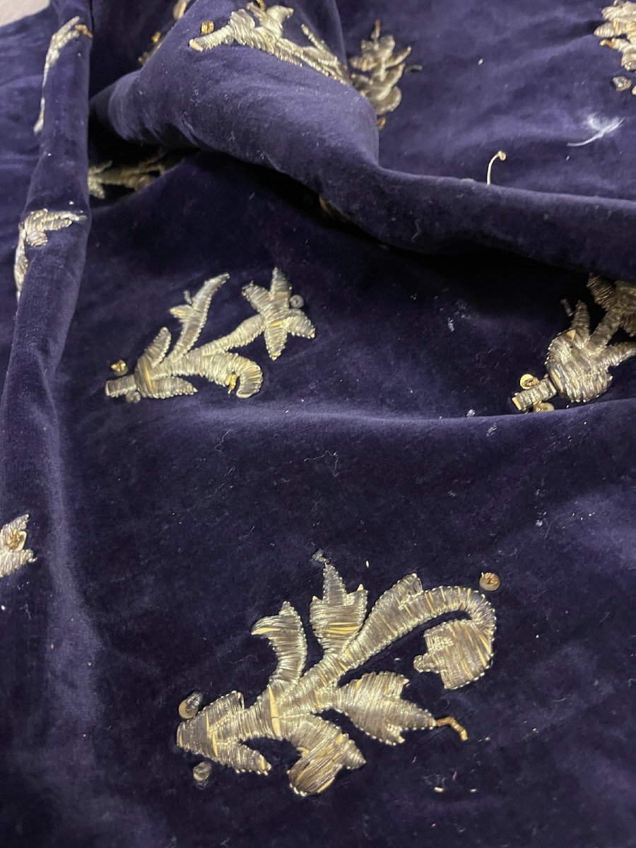 Fragment Of Ottoman Embroidery On Silk Velvet, 19th Century-photo-4