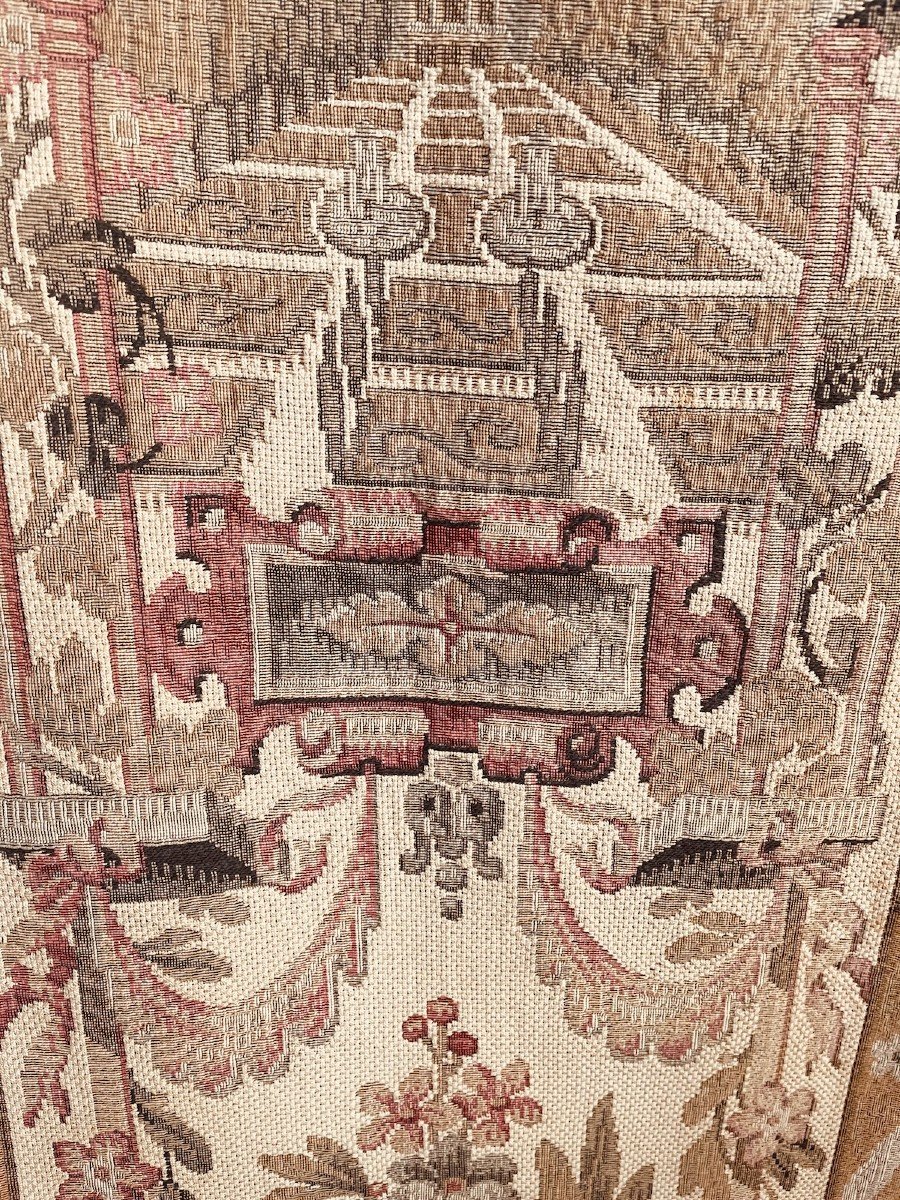 Pair Of Antique Tapestry Hangings With Rust Silk Velvet Border, 11th Century-photo-4