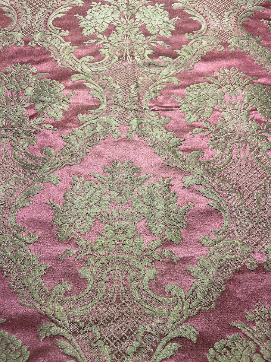 Fragment Of Pink And Beige Silk From Lyon, 19th Century-photo-4