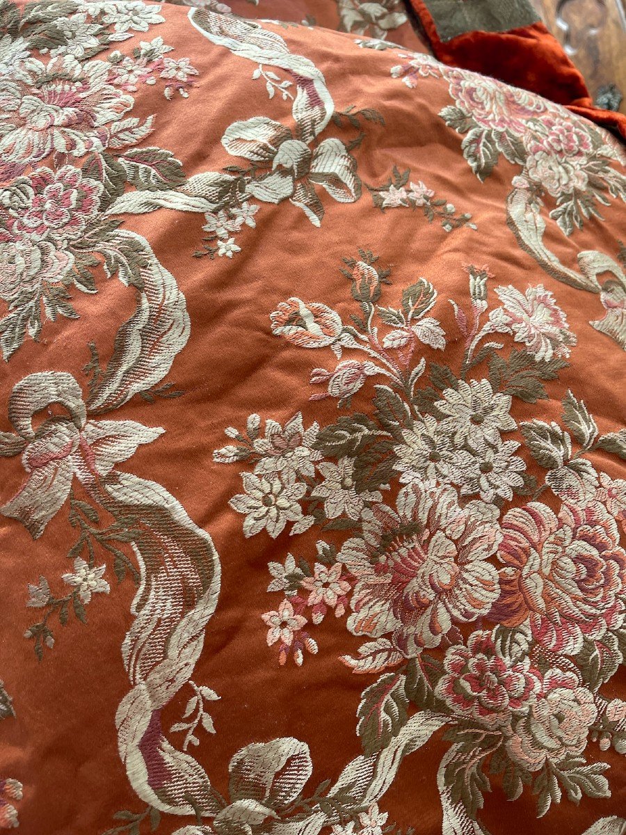 Splendid Antique Louis XVI Bedspread In Damask Silk, 19th Century-photo-4