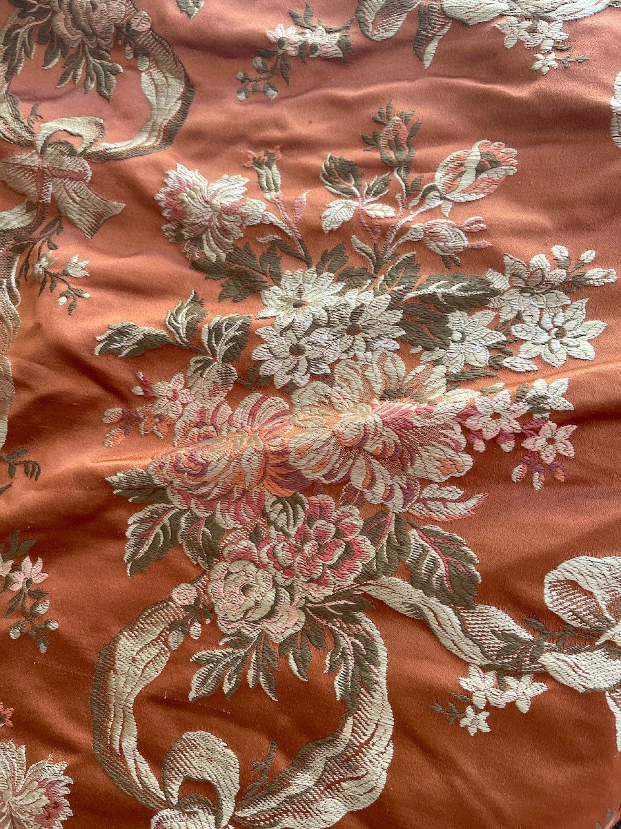 Splendid Antique Louis XVI Bedspread In Damask Silk, 19th Century-photo-2