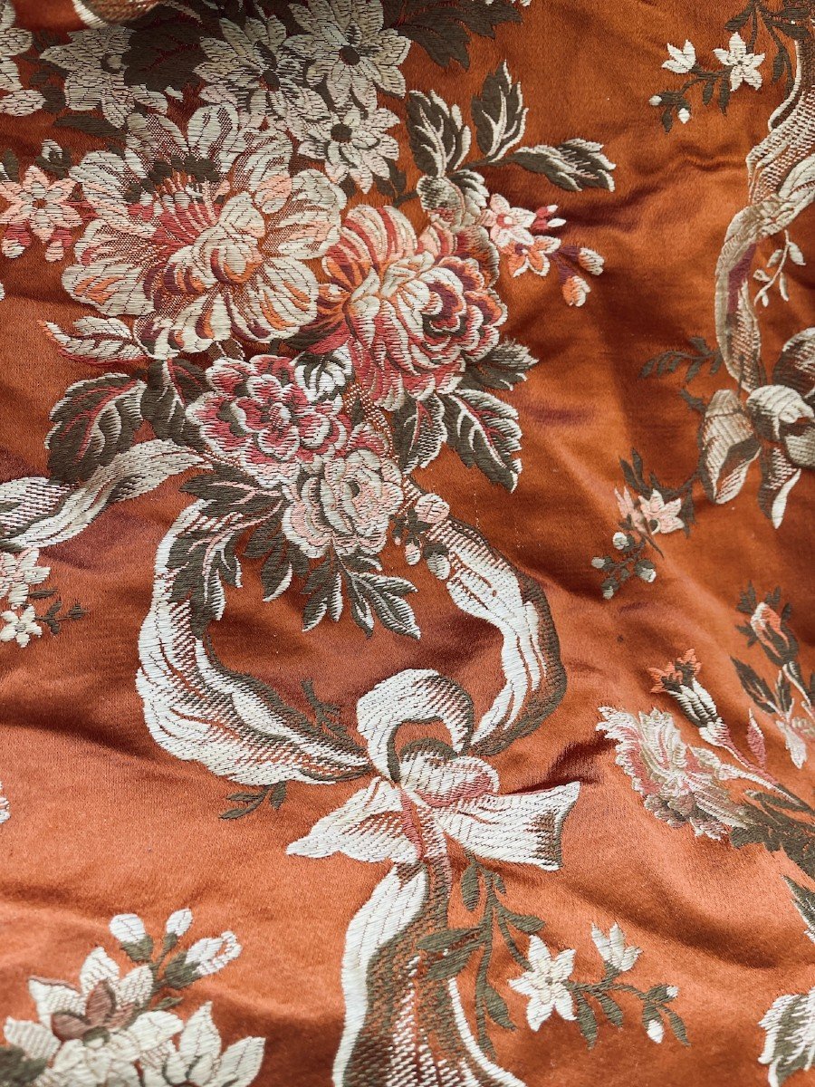 Splendid Antique Louis XVI Bedspread In Damask Silk, 19th Century-photo-6