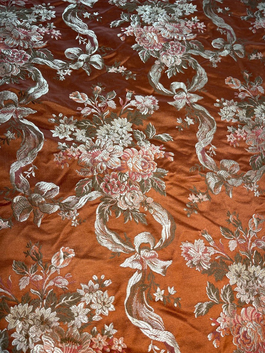 Splendid Antique Louis XVI Bedspread In Damask Silk, 19th Century-photo-8