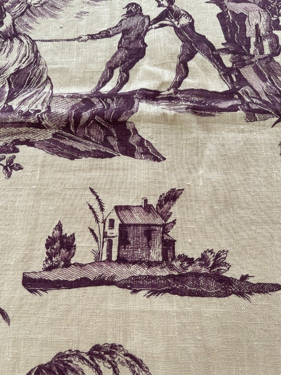 Fragment Of Printed Linen Fabric With Paul And Virginie Theme From The Publisher Braquenié -photo-3