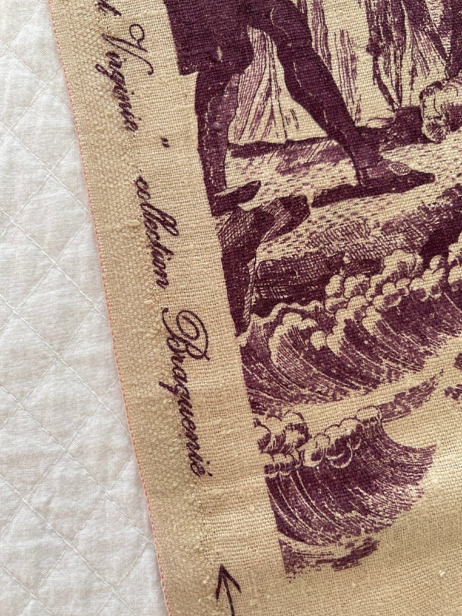 Fragment Of Printed Linen Fabric With Paul And Virginie Theme From The Publisher Braquenié -photo-4