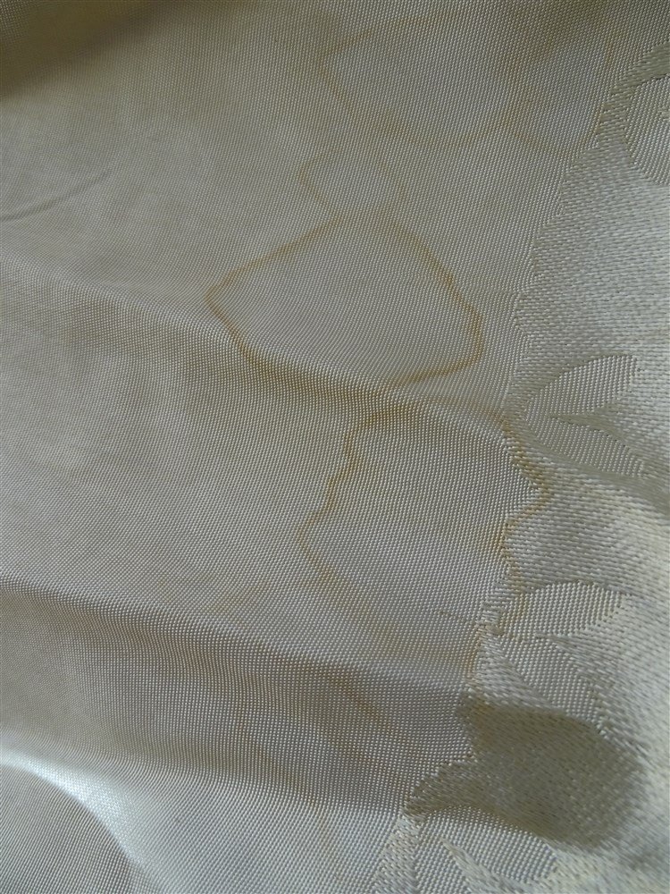 Ivory Moiré Satin Table Runner Or Bedspread With Flower Embroidery -photo-1