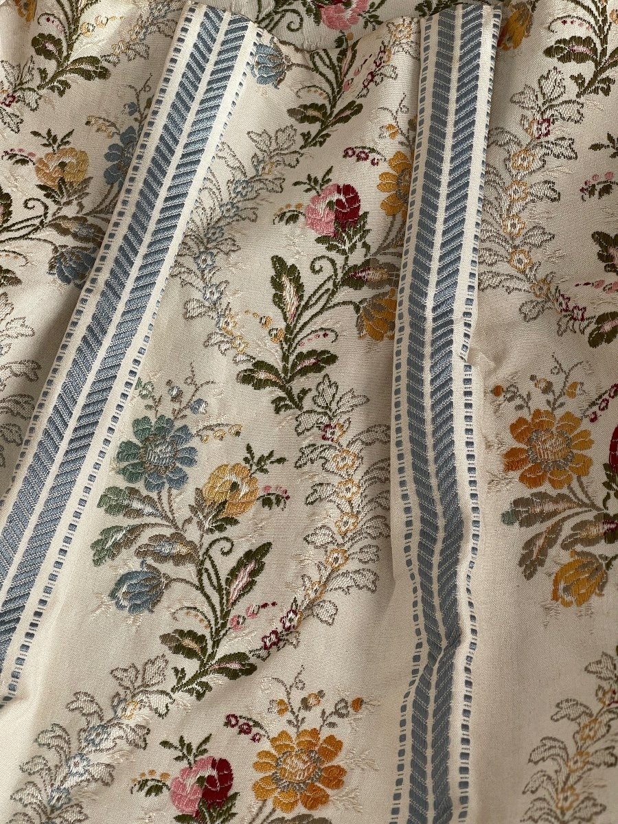 Très Importante Paire De Rideaux, Tentures En étoffe Jacquard Avec Décor Floral-photo-7