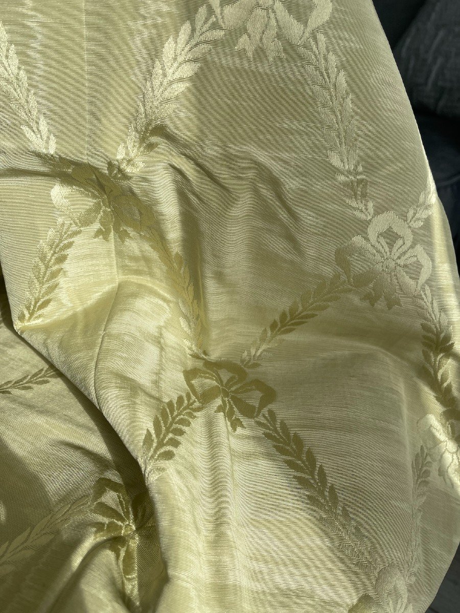 First Fragment Of Old Linden-colored Silk For Cushions, Louis XVI Style-photo-4