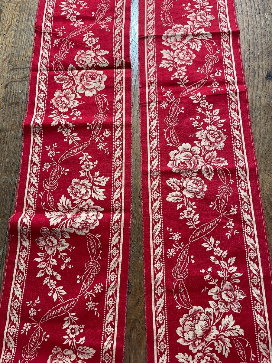 Large Red Border With White Floral Decor For Cushions, Curtains, Drapes Etc-photo-3