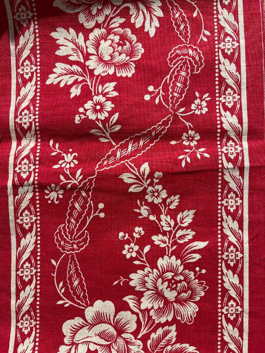 Large Red Border With White Floral Decor For Cushions, Curtains, Drapes Etc-photo-5