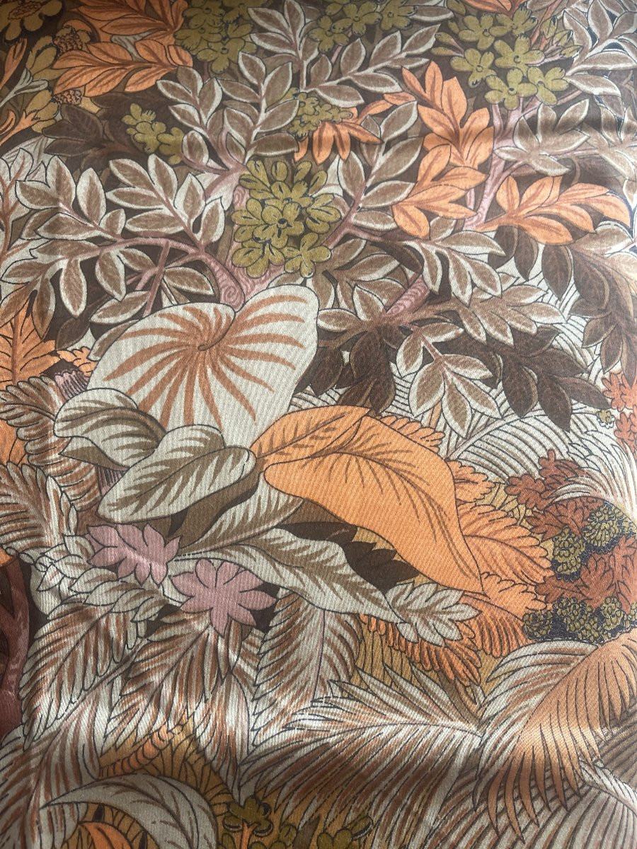 Upholstery Fabric With Copper Tones And Tropical Decor -photo-2